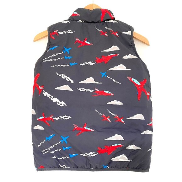 Mini Boden Boys Reversible Insulated Puffer Vest Size 9-10 140cm Red Navy Planes - Picture 6 of 12